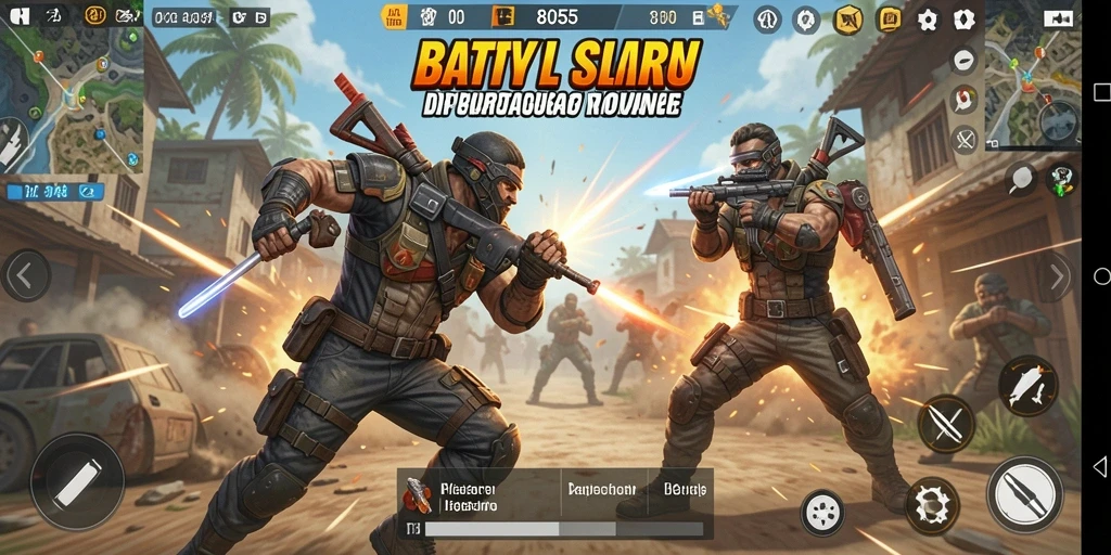 Screenshot gameplay intens dari <strong>8055</strong> di tengah pertempuran.