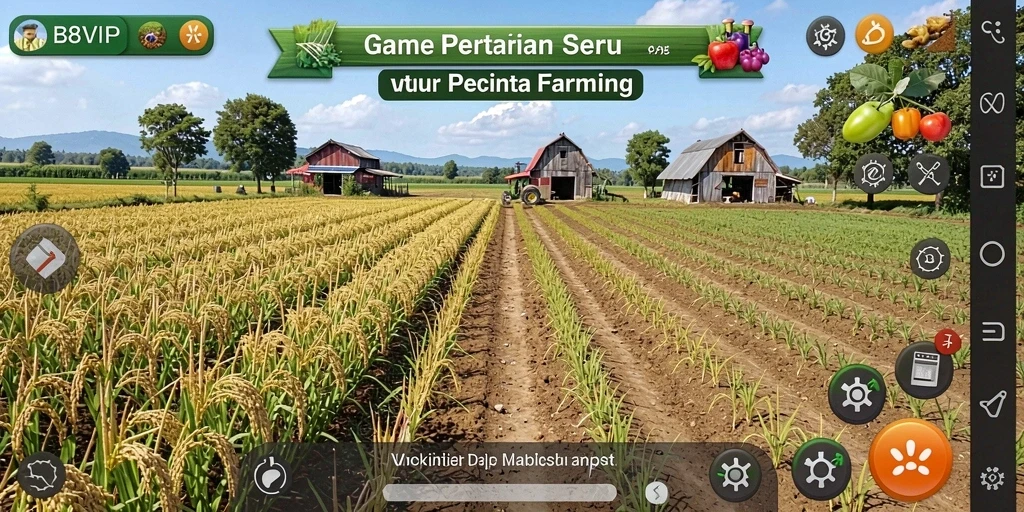 Screenshot utama menampilkan gameplay pertanian di B8VIP.