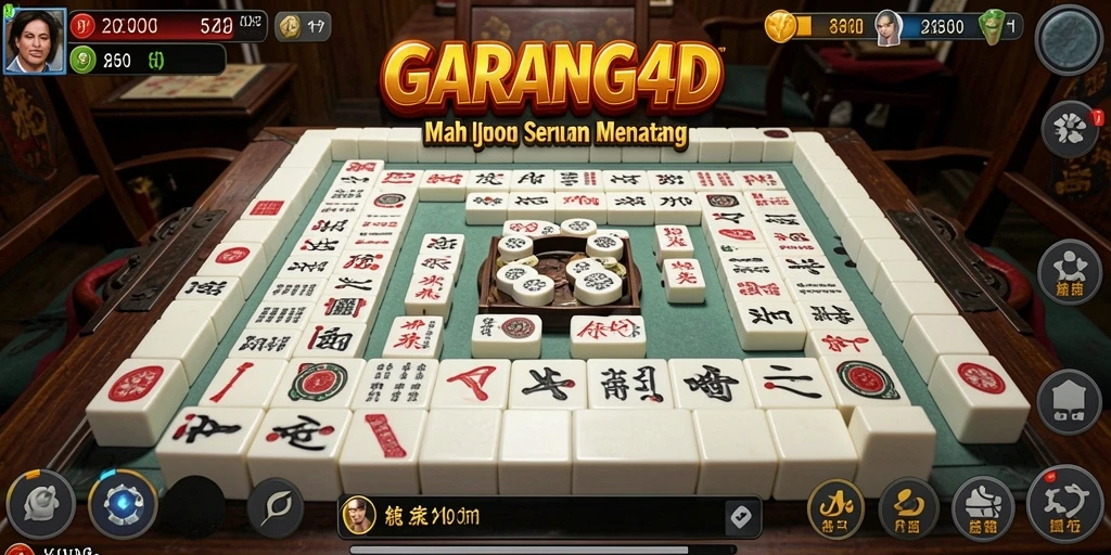 Tampilan gameplay seru dalam GARANG4D dengan ubin Mahjong.
