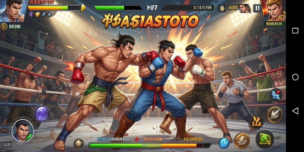 Menggambarkan aksi pertarungan seru dalam KASTOTO.