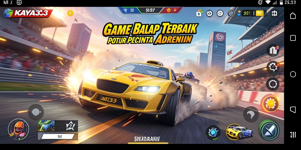 Screenshot gameplay KAYA33 yang menunjukkan momen balapan seru dan menegangkan.