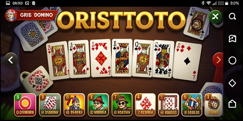 Screenshot gameplay ORISTOTO menampilkan suasana seru permainan domino.