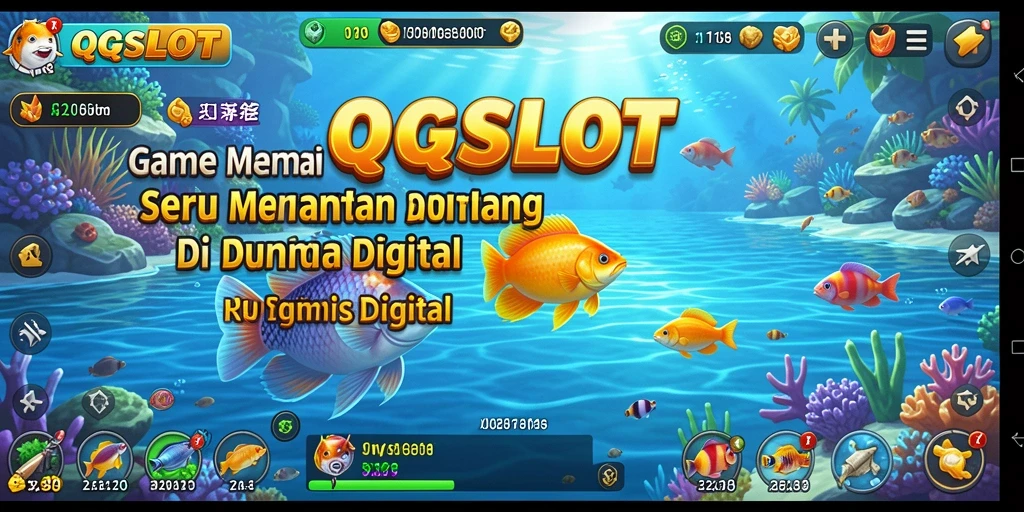 Tampilan gameplay QQSLOT yang menampilkan suasana memancing.